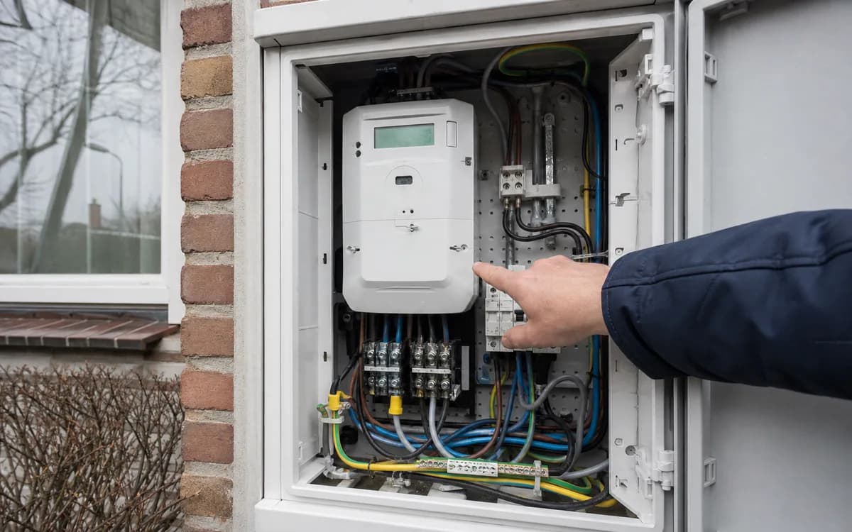 Moderne groepenkast met automaten en vrije plek op de rail